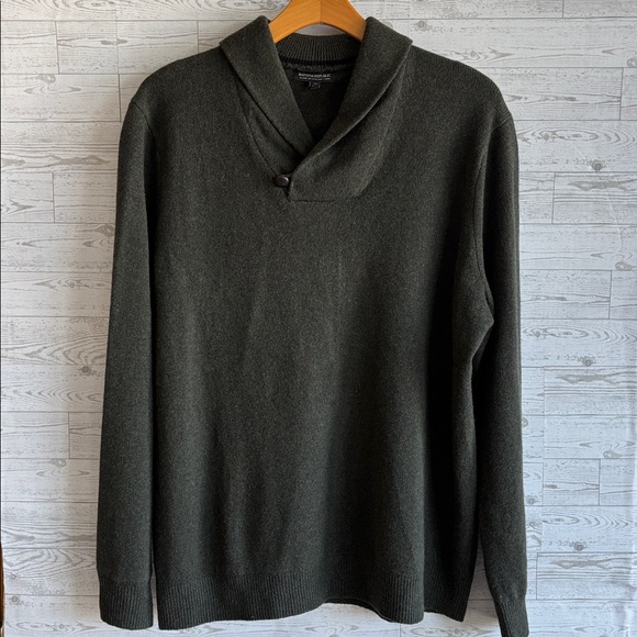 Banana Republic 100% Merino Extra Fine Wool Sweater XXL Tall Shawl Collar Green‎
